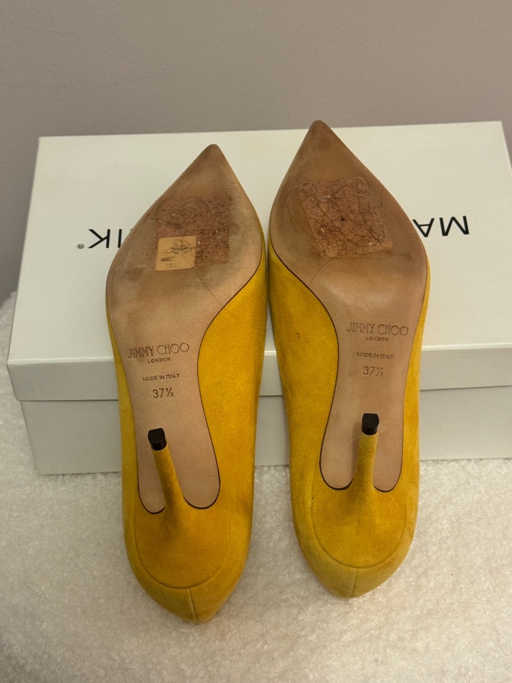 Jimmy Choo Suede Pointed-Toe Pumps – Mustard Yellow | Authentic | Elegant Classi - Picture 5 of 5